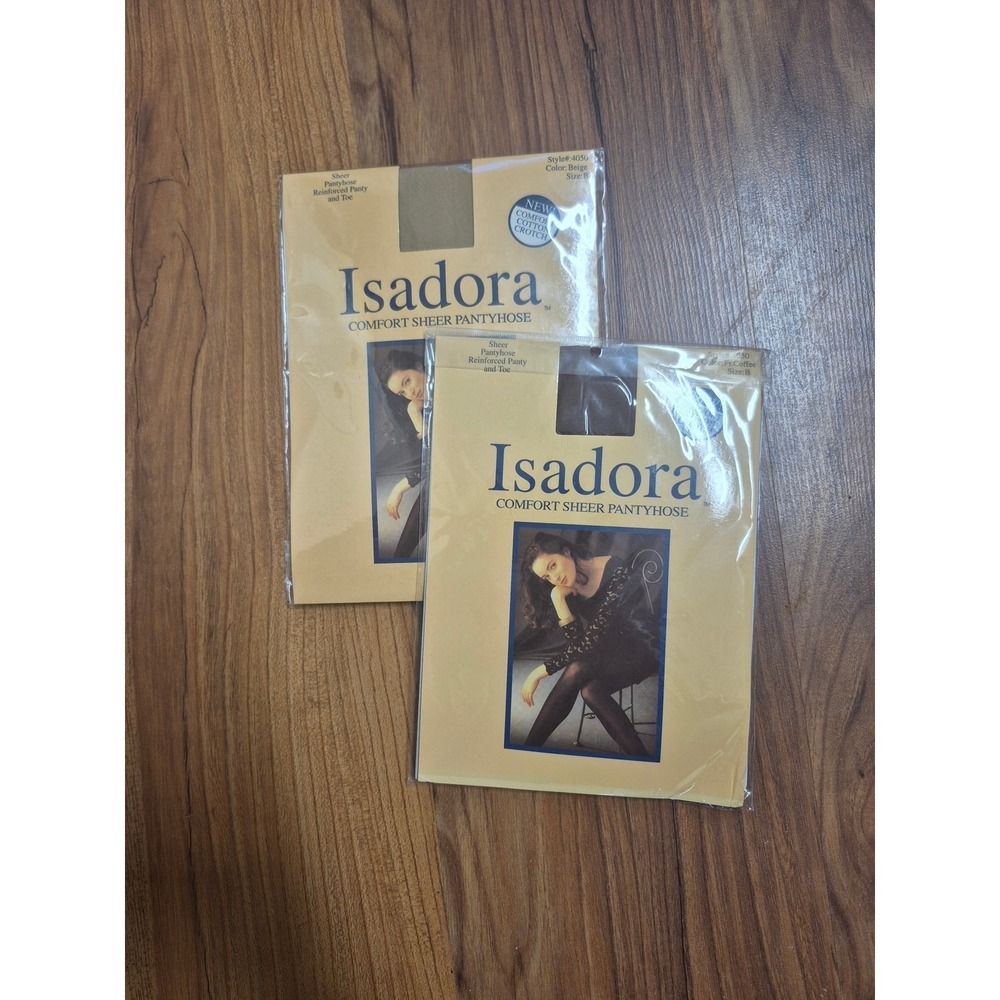 Isadora Comfort Soft Sheer Pantyhose Beige Coffee Sz B Reinforced 4050 2pk